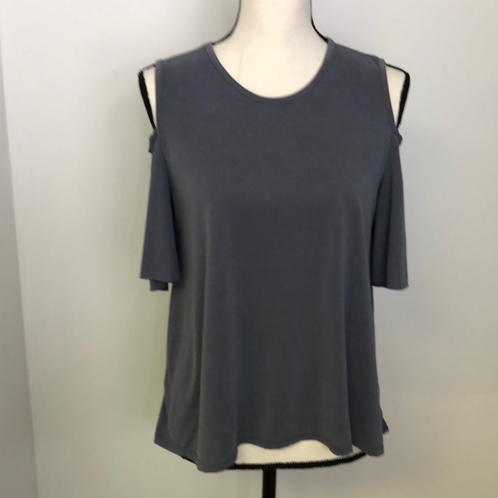 Lavender Field Purple/grey cut out shoulder top